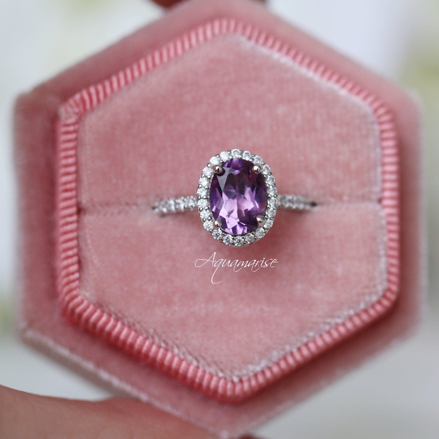 Authentic Iris Amethyst Sterling Silver Ring for Women | Elegant Purple Gemstone Jewelry | Perfect for Valentine's Day, Anniversary & Birthday Gifts