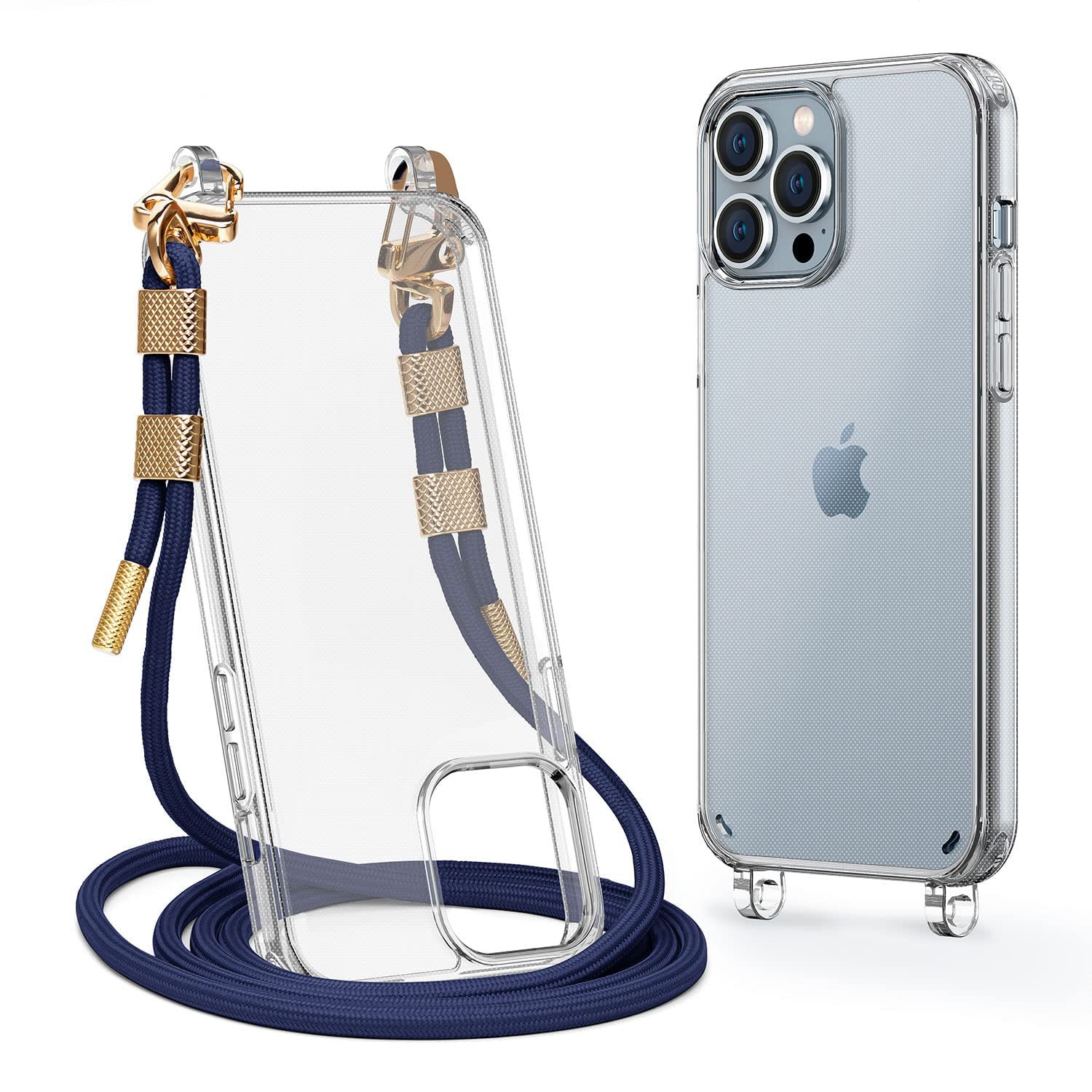iPhone 14 Pro Max Clear Shockproof Phone Case with Adjustable Crossbody Lanyard Strap - Protective Transparent Cover for 6.1 Inch - Perfect for Outdoor Activities, Travel & Hands-Free Use