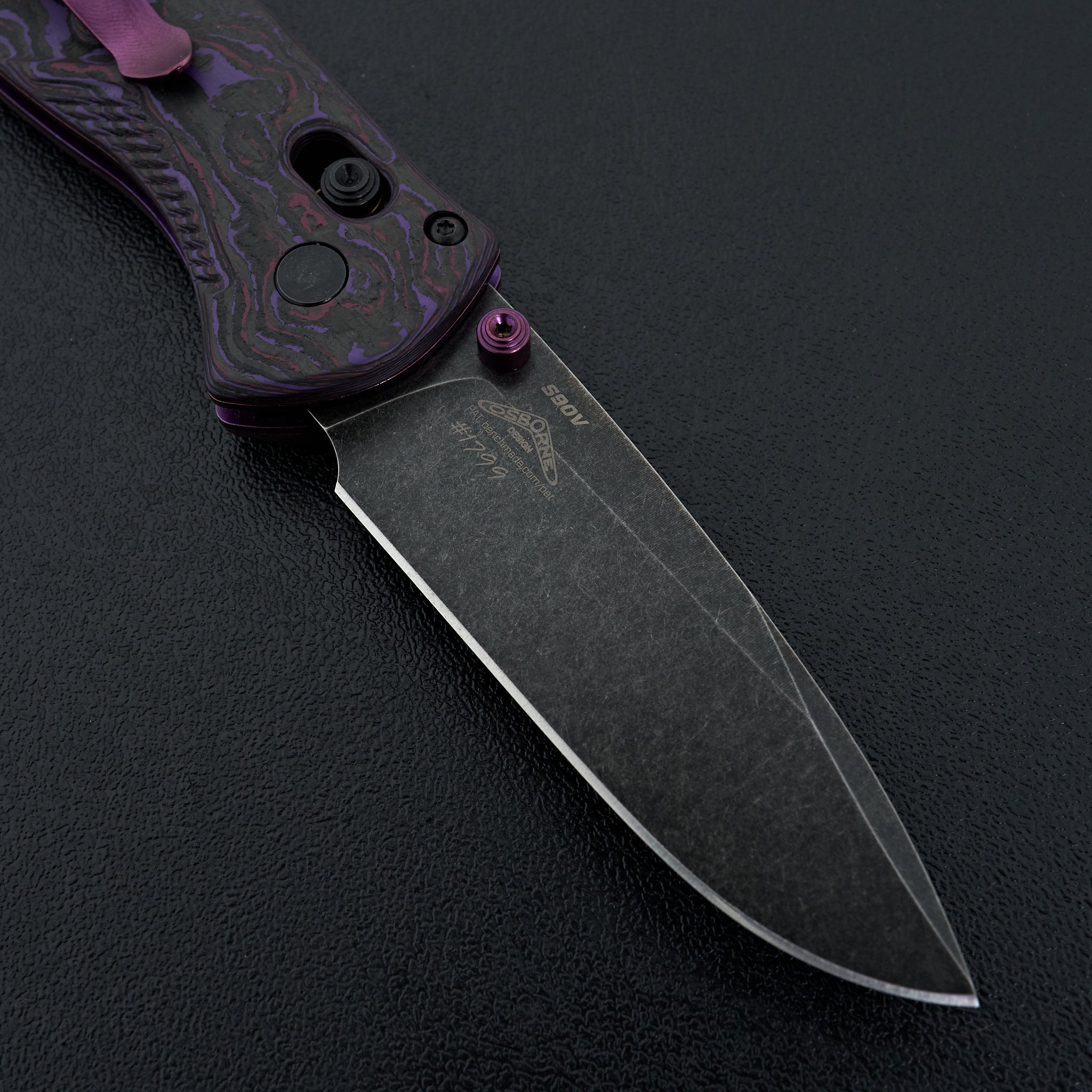 Benchmade Gold Class Mini Barrage 585-1 Limited Edition Folding Knife - Purple Haze G10 Handle, S30V Steel Blade | EDC, Outdoor, Camping, Hunting, Collectible