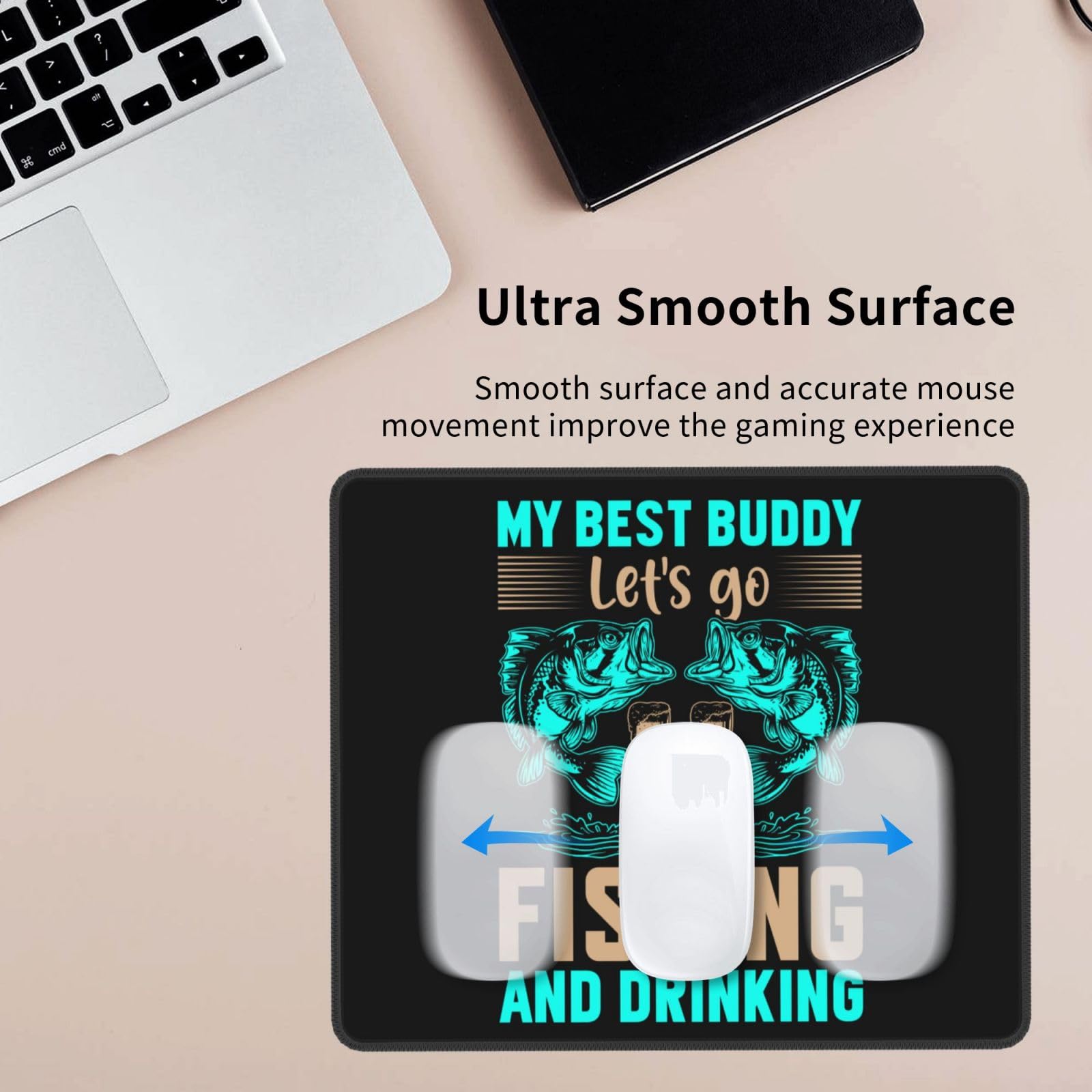 Waterproof Non-Slip Rubber Base Mouse Pad - 10x12 Inch Gaming & Office Mousepad for PC/Laptop - Perfect for Fishing Enthusiasts, Gamers & Office Work