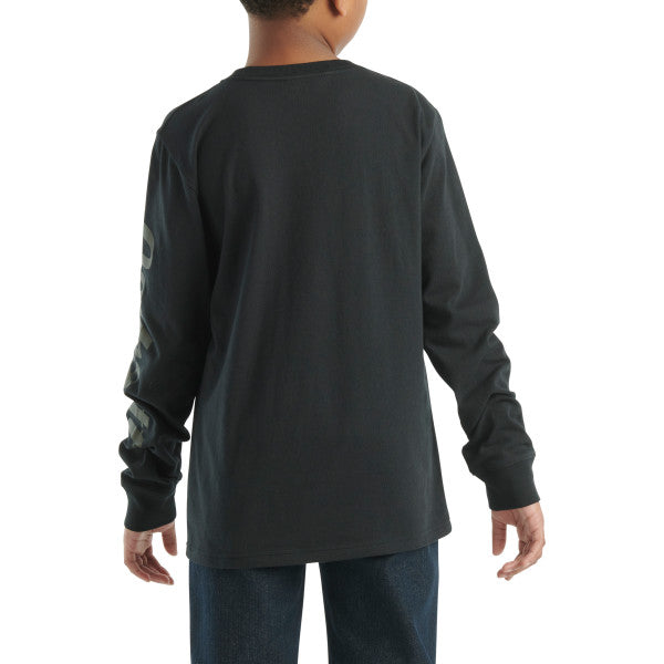 Carhartt Boys' Camo Print Long Sleeve T-Shirt with Chest Pocket Logo - Durable Cotton Shirt for Outdoor Play, School & Everyday Wear