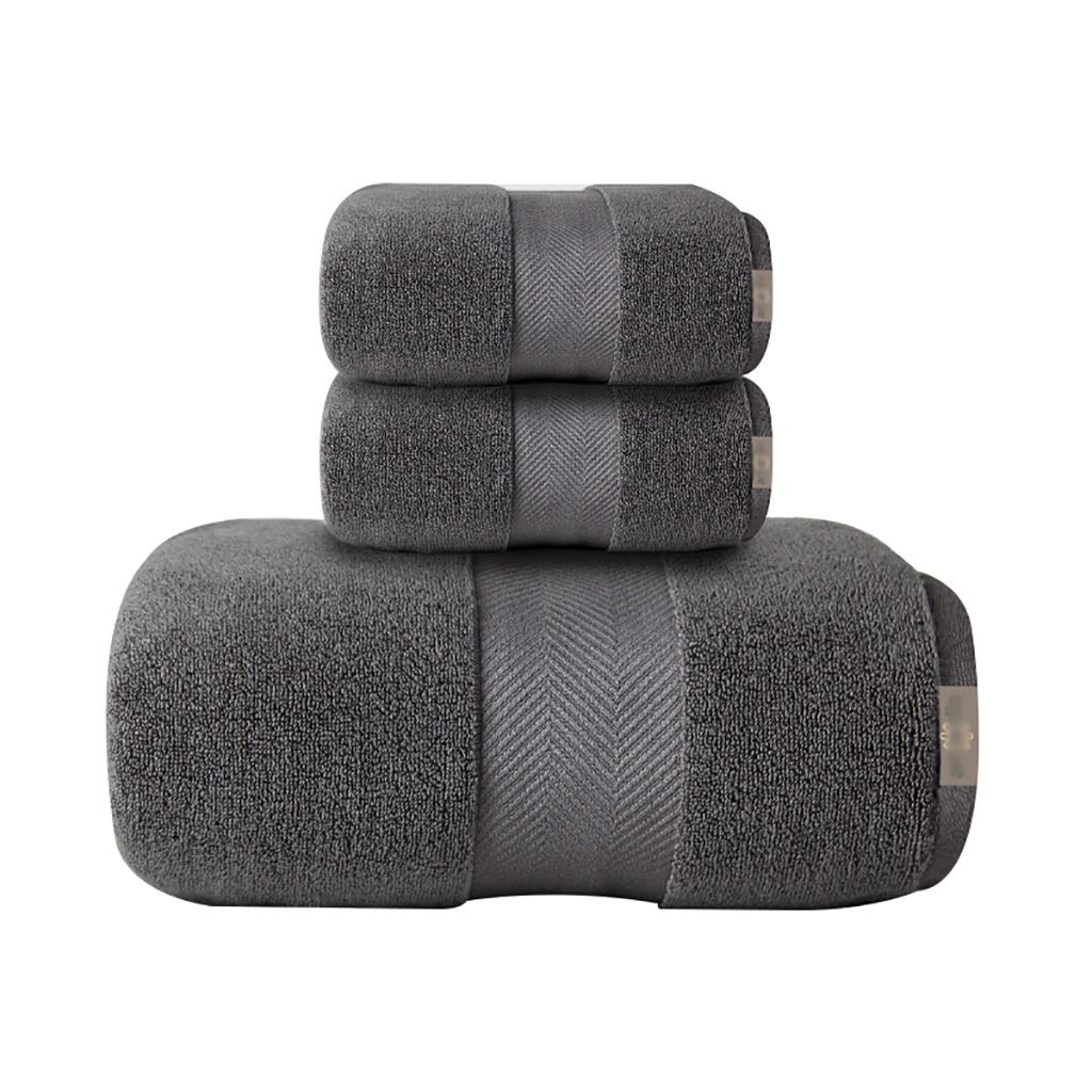 Premium WYH 3-Piece Quick Dry Cotton Towel Set - Soft Bath, Shower & Beach Towels for Pool, Sports & Travel - Absorbent & Lightweight (Black) - Perfect for Gym, Yoga, Vacation & Outdoor Activities
