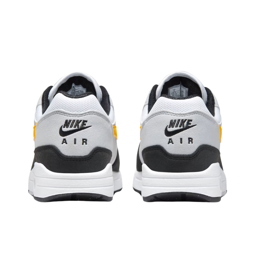 Nike Air Max 1 Men's Running Shoes - White/University Gold/Black | Comfortable Cushioned Sneakers for Jogging, Gym Workouts & Casual Wear