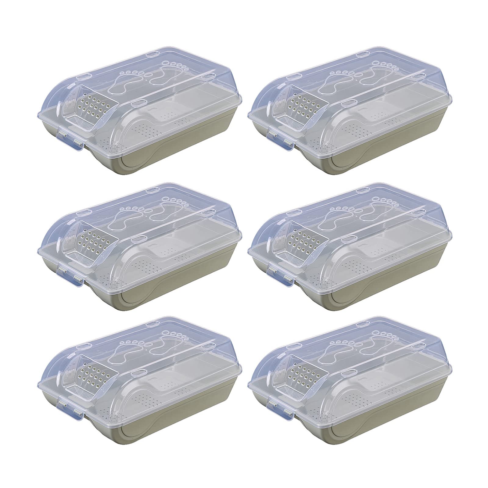 6 Pack Clear Plastic Shoe Storage Boxes - Stackable Transparent Shoe Organizers with Dustproof & Breathable Design for Men & Women - Perfect for Closet, Bedroom, and Entryway Organization