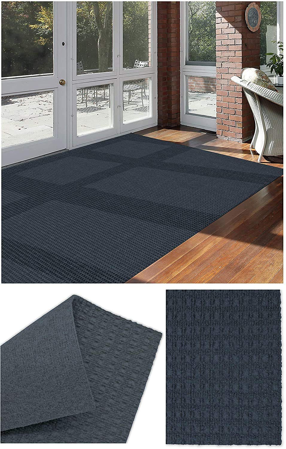 Soft & Durable 8'x10' Ocean Blue Indoor/Outdoor Area Rug - Lightweight, Flexible, Easy to Clean & Transport - Perfect for Patio, Deck, Living Room & Bedroom