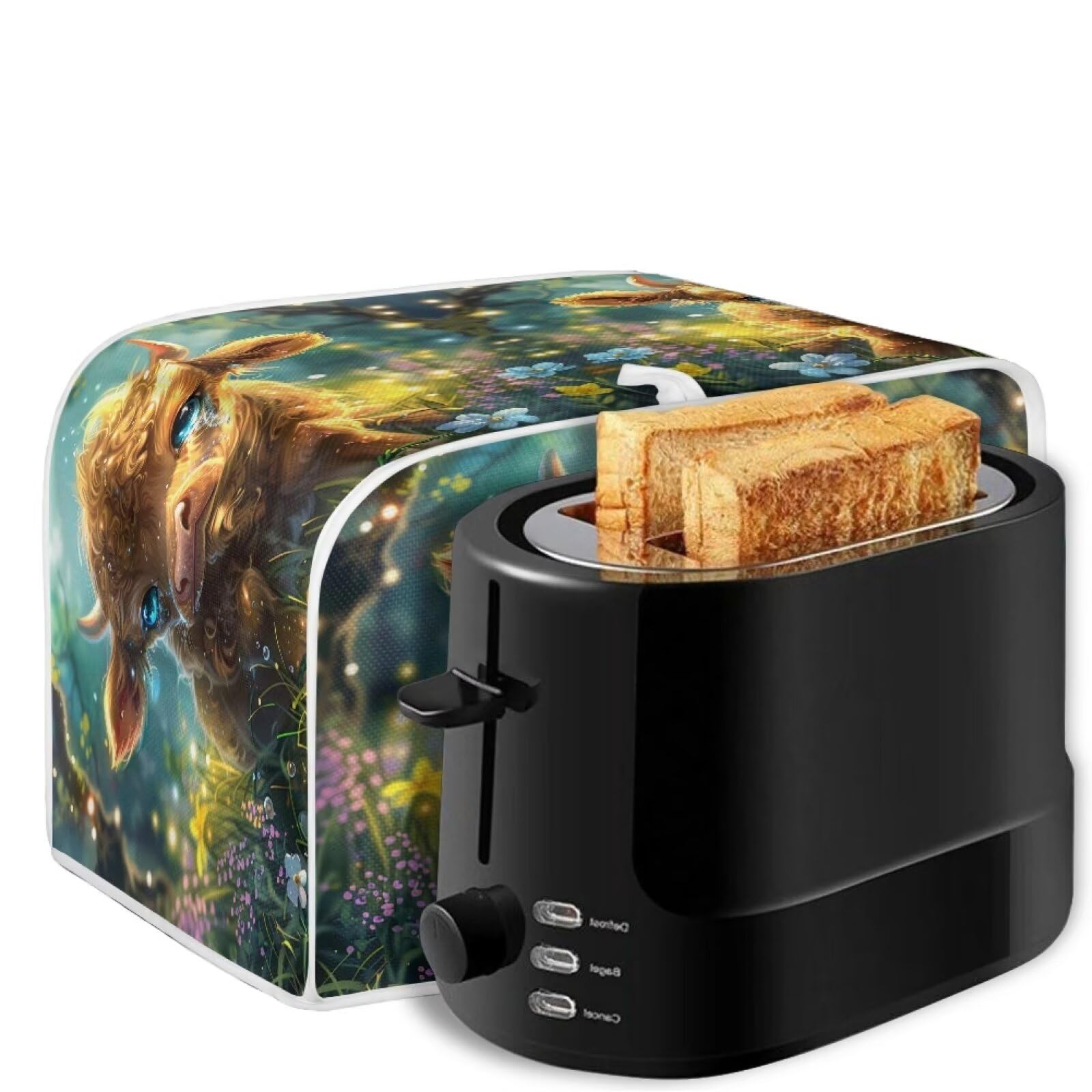 Highland Cattle Printed Toaster Cover - 4 Slice Dustproof Kitchen Appliance Protector - Washable Oven Bakeware Cover for Fingerprint Protection | Perfect for Country Style Kitchens & Farmhouse Decor