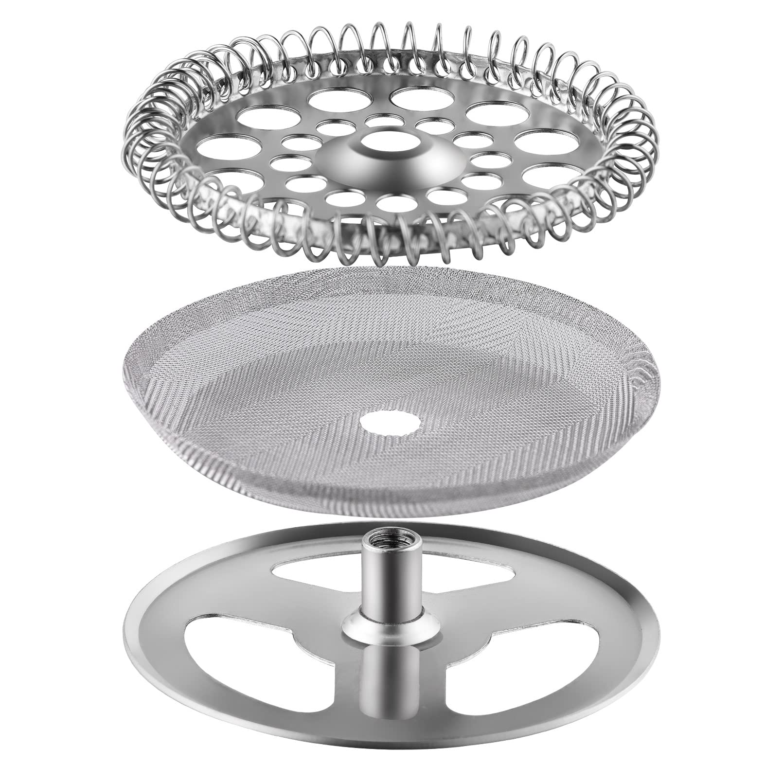 Premium 2.6 Inch Stainless Steel French Press Filter Replacement Set - 3-Piece Spiral Disk & Mesh Screen for 350ml/12oz Coffee Makers - Perfect for Sivaphe & Other French Press Brewing - Ideal for Home, Office, and Camping Coffee Lovers