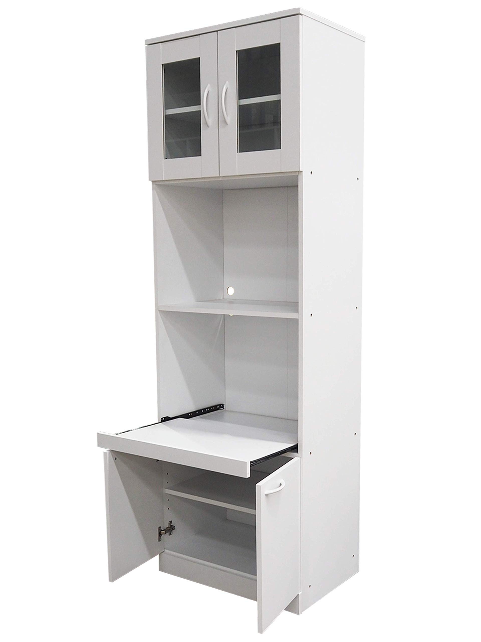 Kings Brand Furniture - Danbury Tall Kitchen Pantry Cabinet with Microwave Storage, White - Perfect for Small Kitchens & Apartment Living
