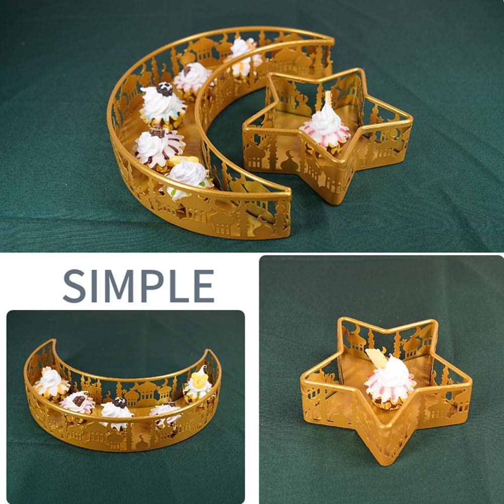 2022 New Eid Mubarak Moon Star Serving Tray - Islamic Party Supplies for Ramadan Desserts, Food Storage & Tableware - Perfect for Muslim Celebrations, Iftar Parties & Home Decor