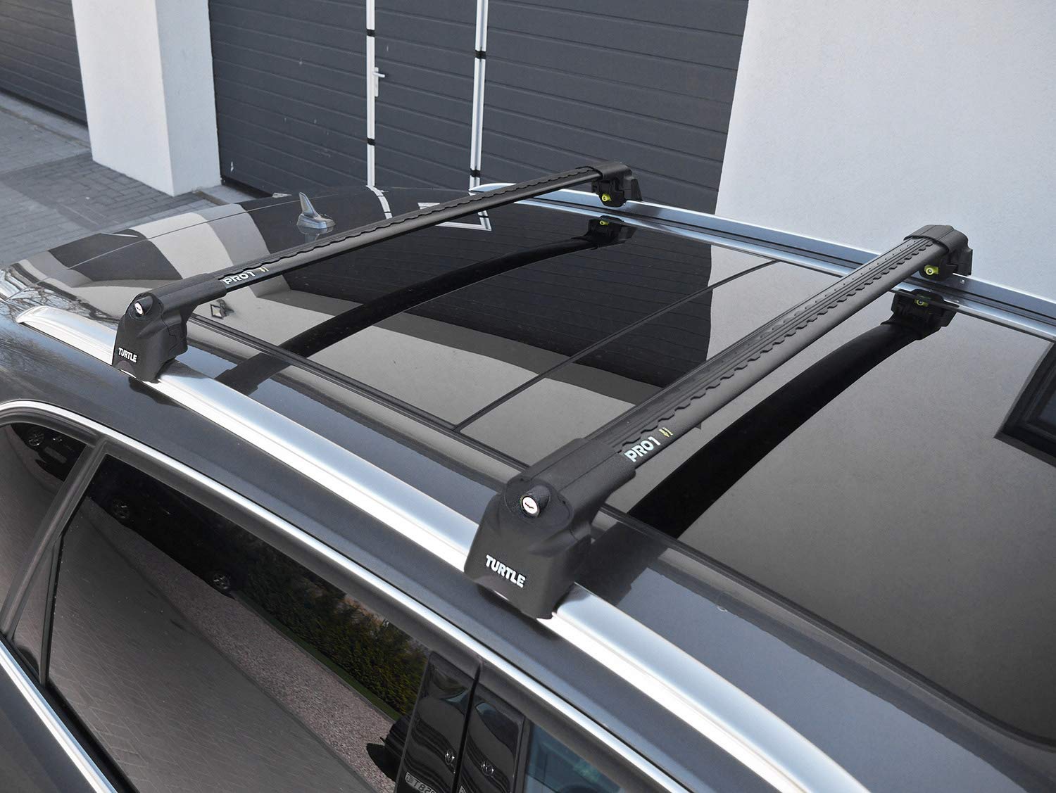 Turtle Brand Universal Roof Rack Cross Bars - Heavy Duty Black Sedan SUV Cargo Carrier | Compatible with Kia Sedona & Vehicles with Flush Roof Rails | Perfect for Road Trips, Camping Gear & Luggage Transport