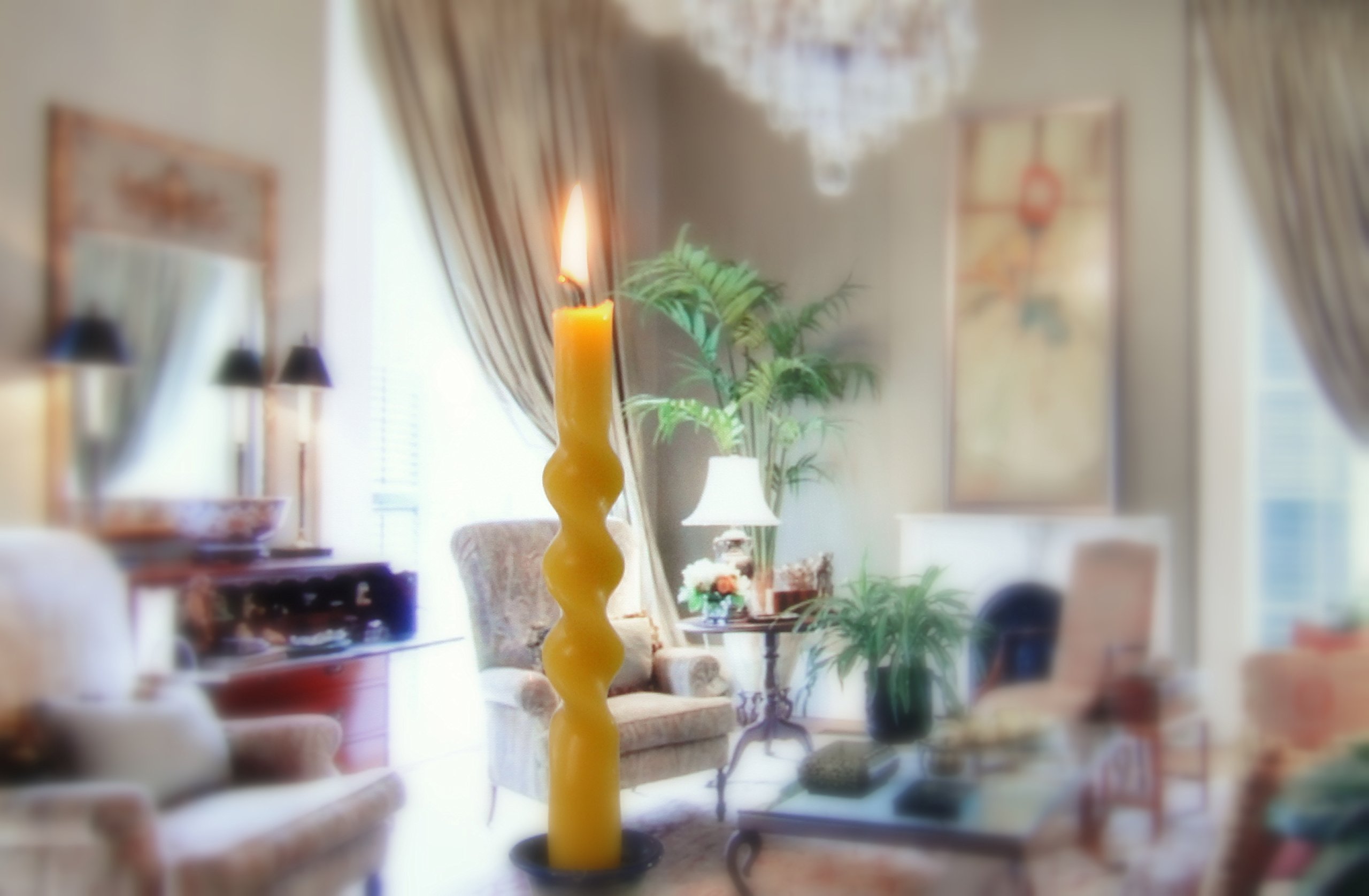 100% Pure Organic Beeswax Spiral Twist Taper Candles - Handmade Set of 10 (10