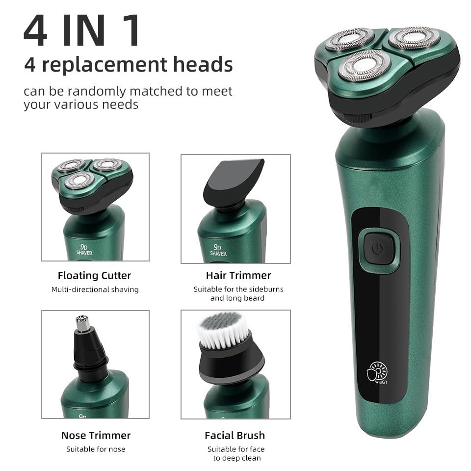 4-in-1 Electric Head Shaver for Men - Rechargeable Waterproof Beard Trimmer & Body Groomer with Fast Charging | Perfect for Travel, Home Use & Gifts for Dad (Includes Storage Box)