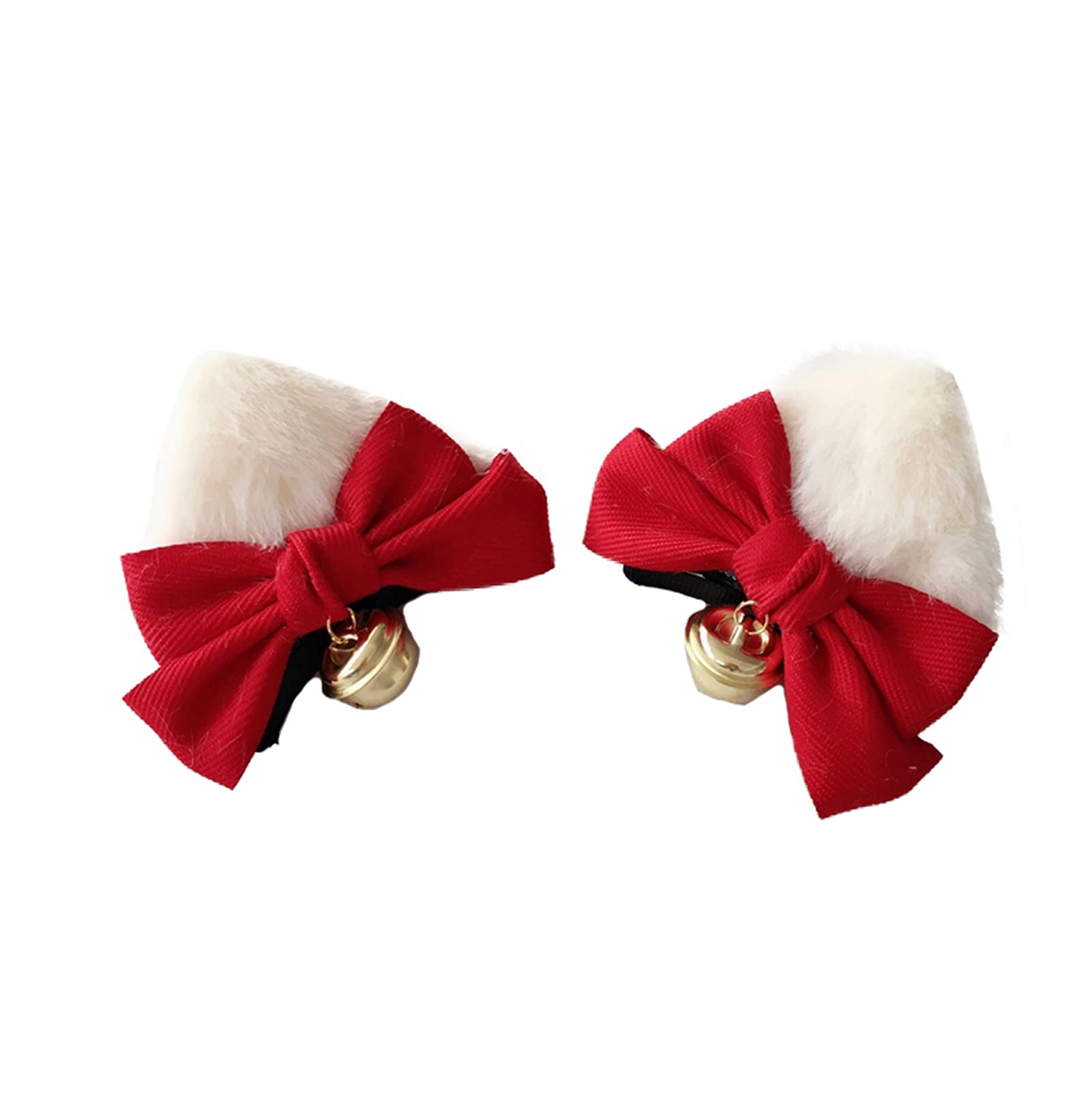 Cute Red Hair Bow Side Clips - Cat Ear Hair Barrettes (2-Pack) for Women & Girls - Perfect for Parties, Cosplay & Everyday Fashion Accessories