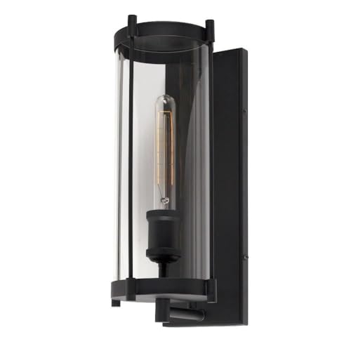 Forte 1156-01-04 Black Outdoor Wall Lantern - Weatherproof Exterior Light Fixture for Porch, Patio, Garden & Entryway Lighting