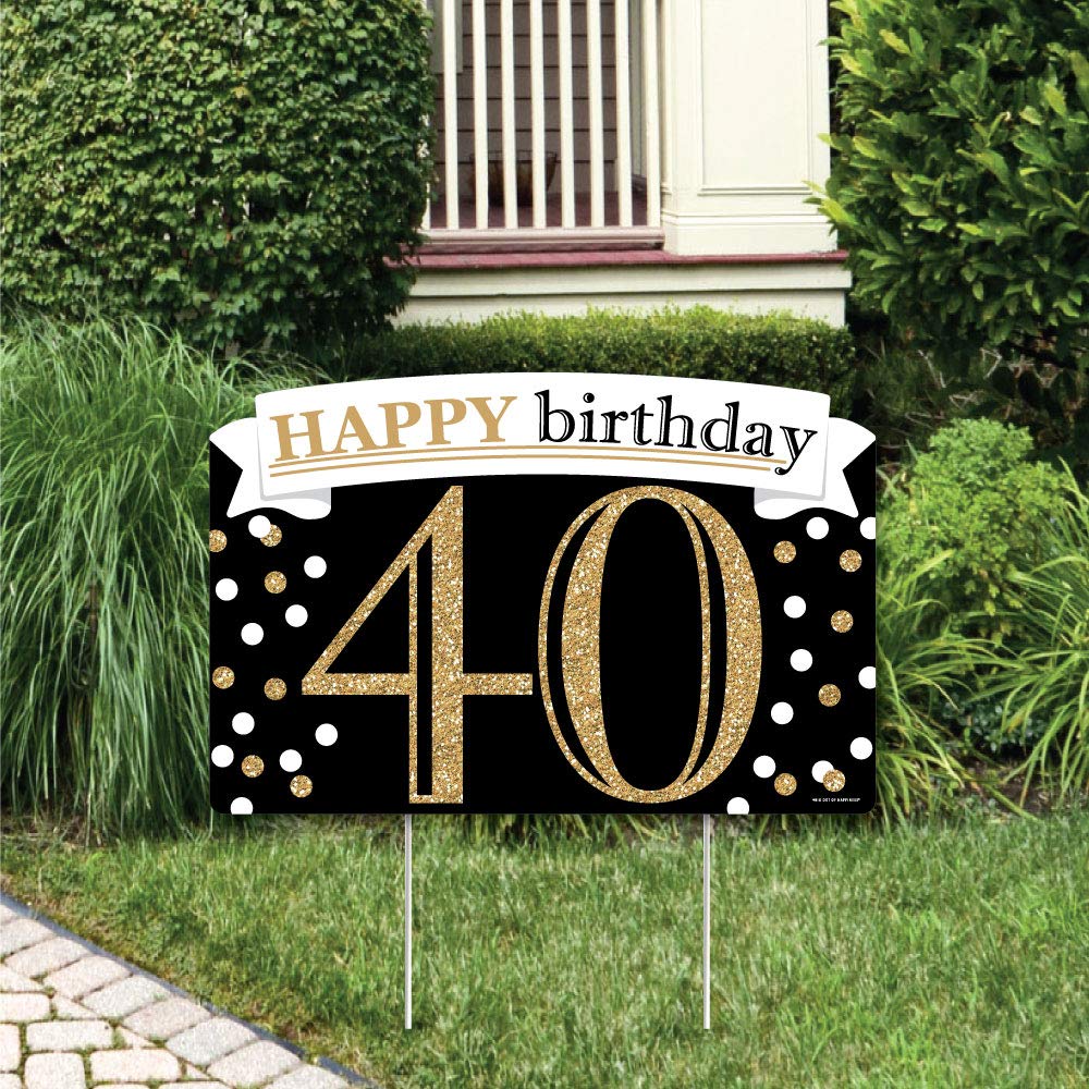 Big Dot of Happiness 40th Birthday Gold Lawn Sign - Happy Birthday Party Yard Decorations for Adults - Perfect for Outdoor Celebrations, Backyard Parties & Milestone Birthdays