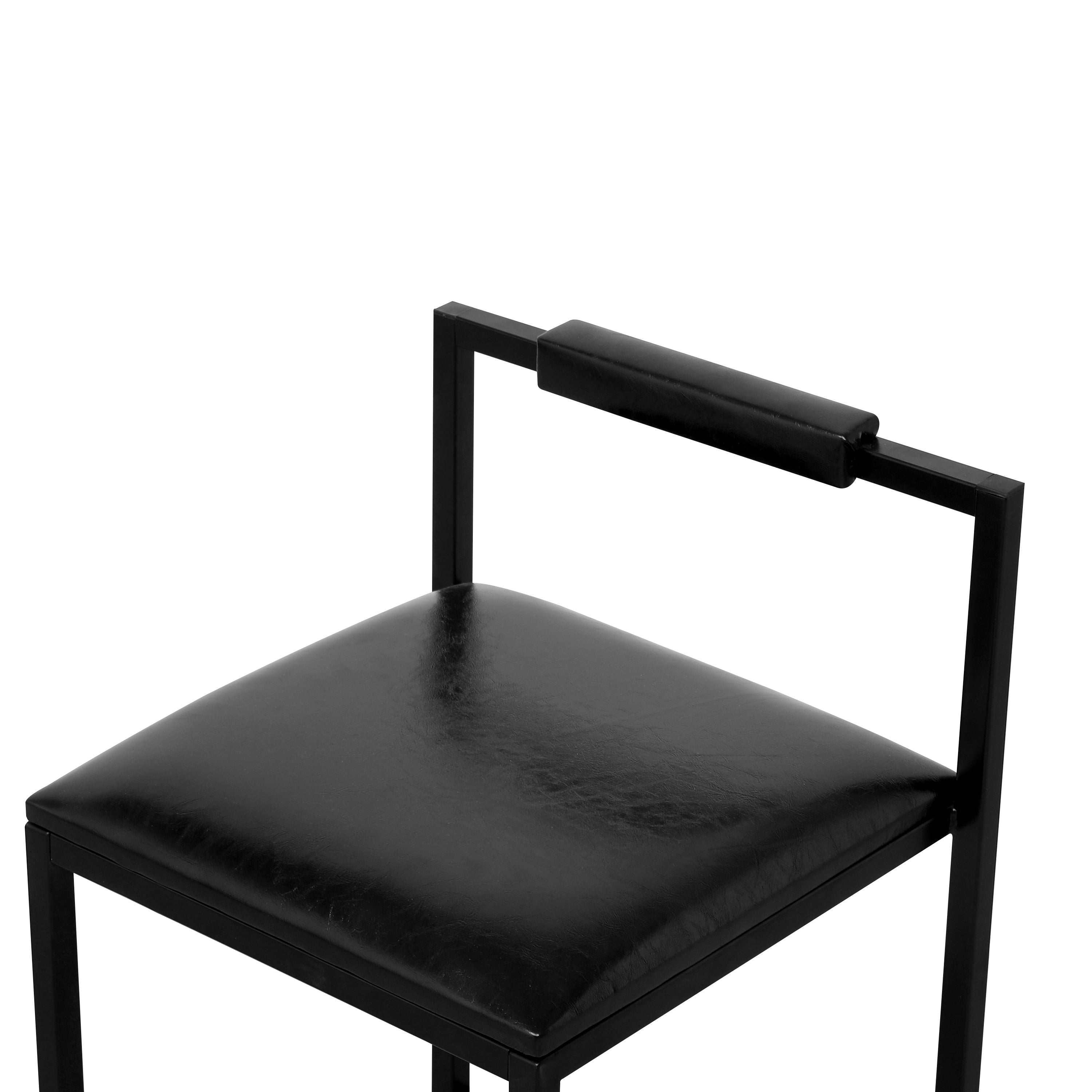 Set of 2 Black PU Leather Bar Stools with Backrest & Footrest - Counter Height Kitchen Island Stools for Home Bar, Breakfast Nook & Dining Room Decor