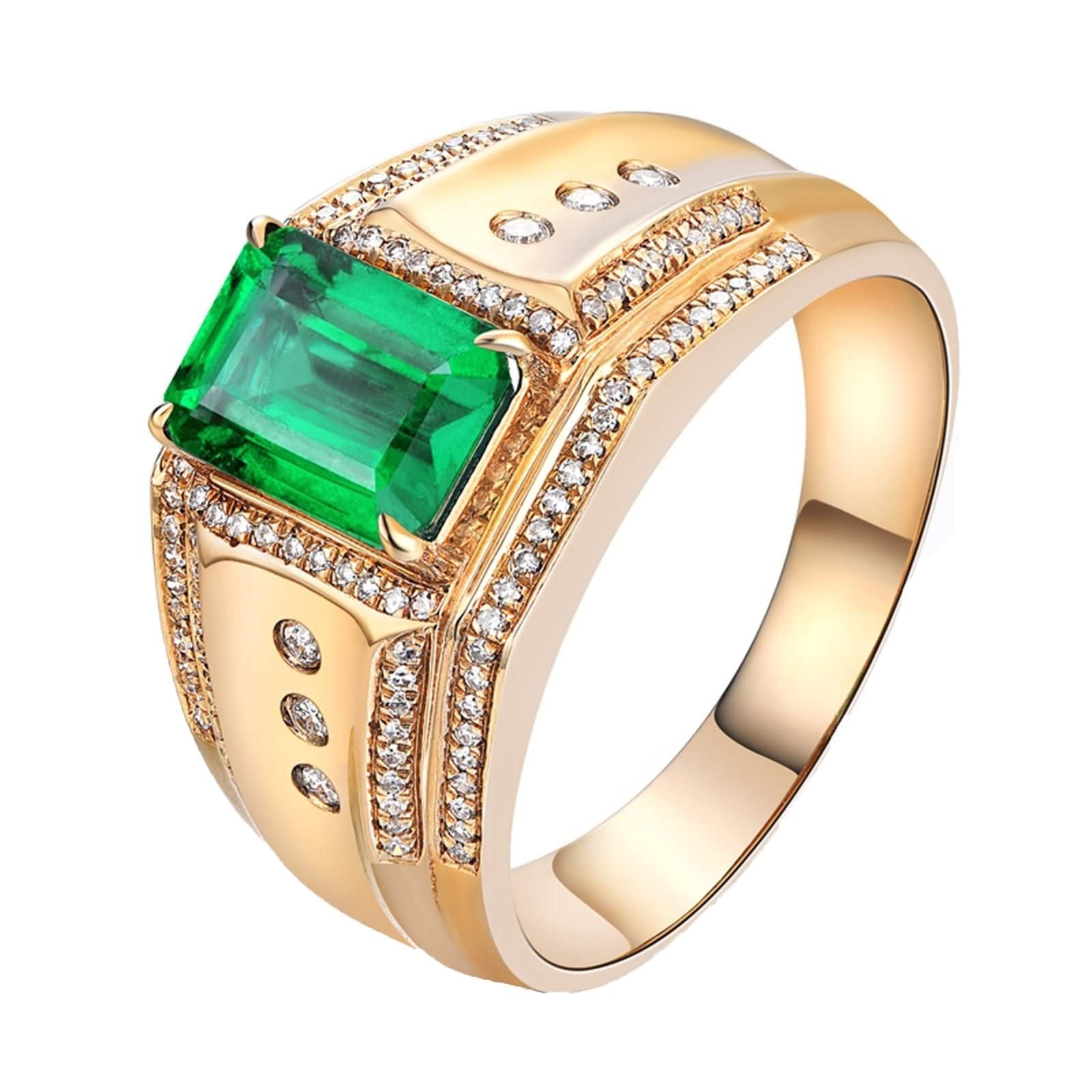 18K Gold Rectangular Men's Fashion Ring - 1ct Anniversary Gift for Him - Elegant Fine Jewelry for Weddings, Engagements & Special Occasions