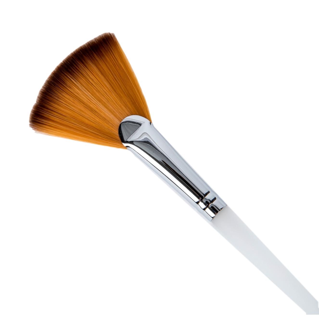 Professional Fan Mask Brush with Soft Synthetic Bristles & Durable Acrylic Handle - 8.5 Inch - Perfect for Makeup Artists, Face Painting & Halloween Costume Application
