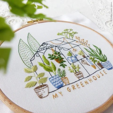 DIY Greenhouse Hand Embroidery Kit for Beginners - Complete Floral Embroidery Set with Hoop, Needles & Threads - Perfect for Home Decor, Gifts & Relaxation Therapy