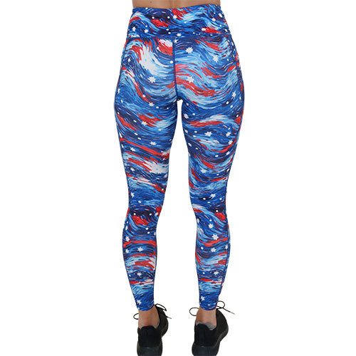 USA Flag Leggings - Patriotic American Flag Print Yoga Pants for Women - Perfect for 4th of July, Workouts & Casual Wear
