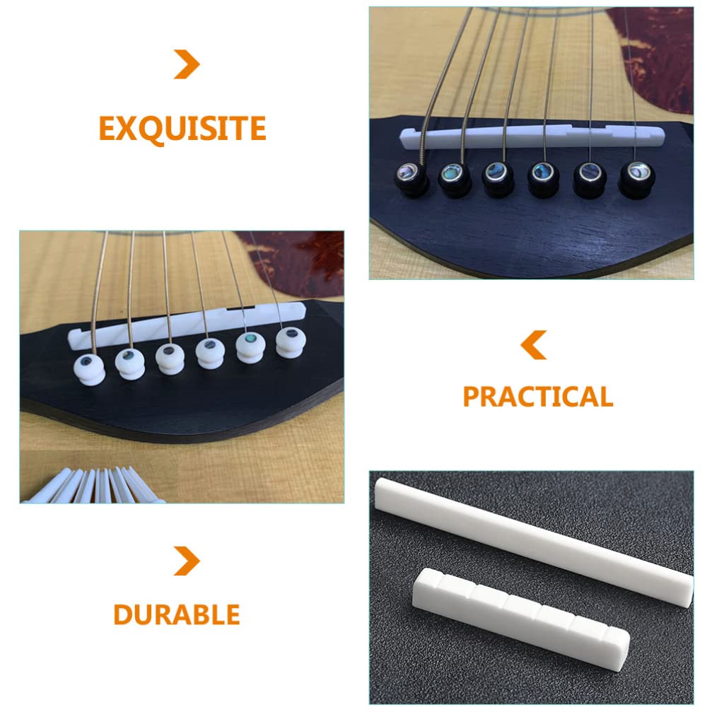 ERINGOGO Professional Guitar Bone Bridge Pins, String Nut & Saddle Kit - Premium Ox Bone Material with Smooth Finish for Acoustic Guitar Strings | Perfect for Guitar Repair, Maintenance & Tone Enhancement