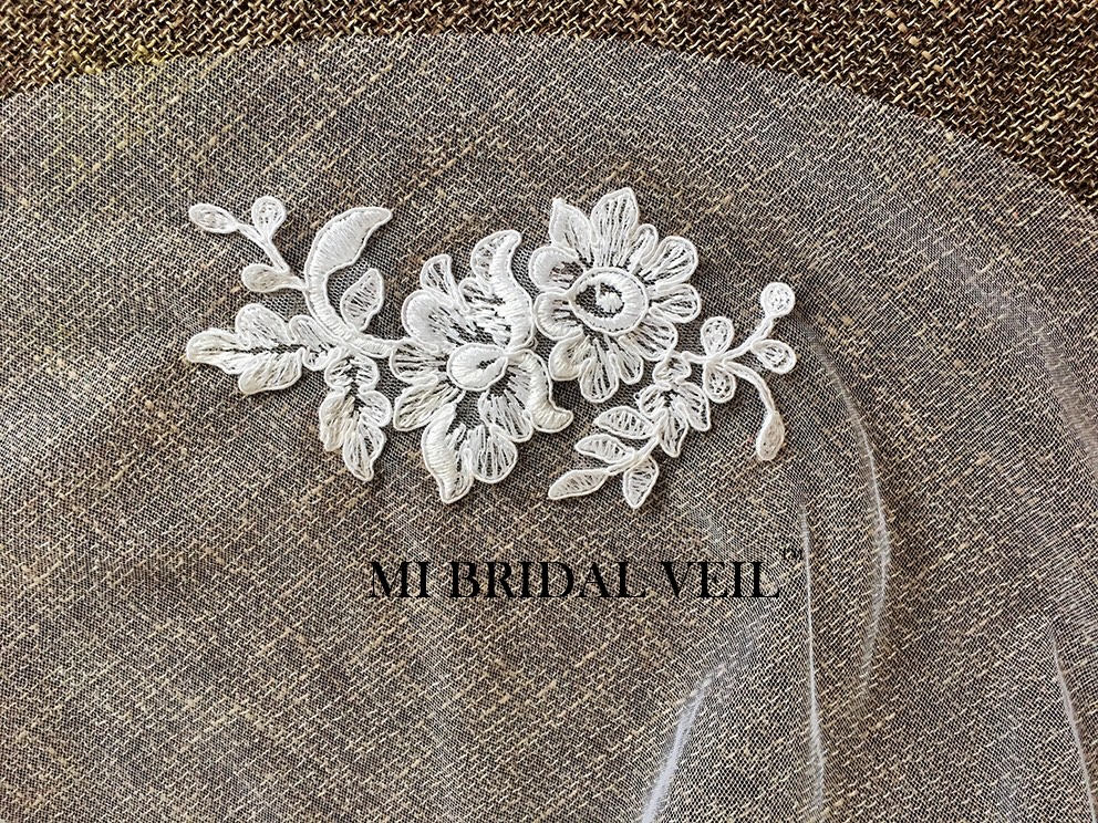 Elegant Rose Lace Applique Wedding Veil for Brides - Perfect for Church Ceremonies, Garden Weddings & Romantic Photos