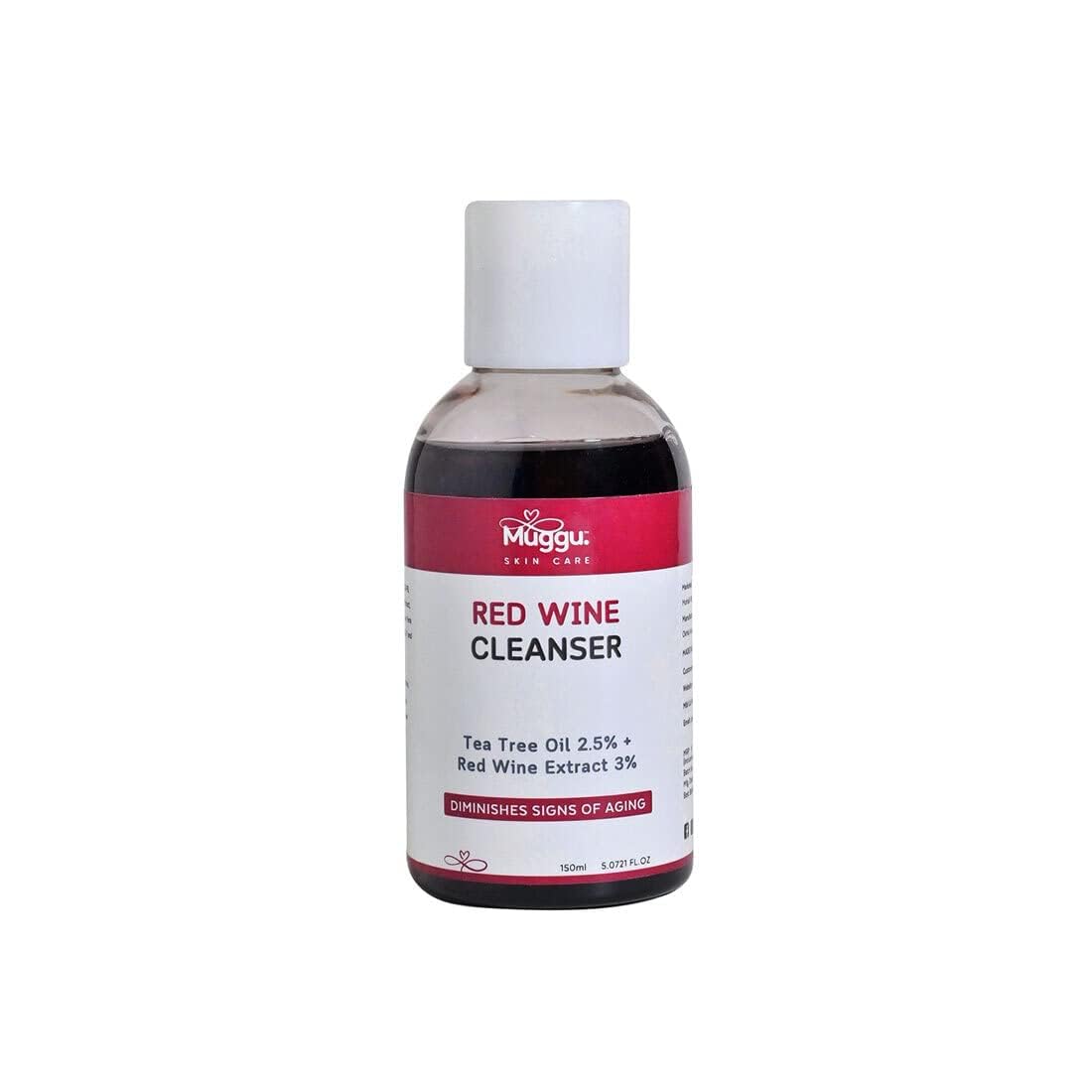 Red Wine Facial Cleanser with Tea Tree Oil - Anti-Aging Face Wash for Dry & All Skin Types | Gentle Deep Cleansing for Men & Women (150ml) | Perfect for Daily Skincare Routine & Acne-Prone Skin