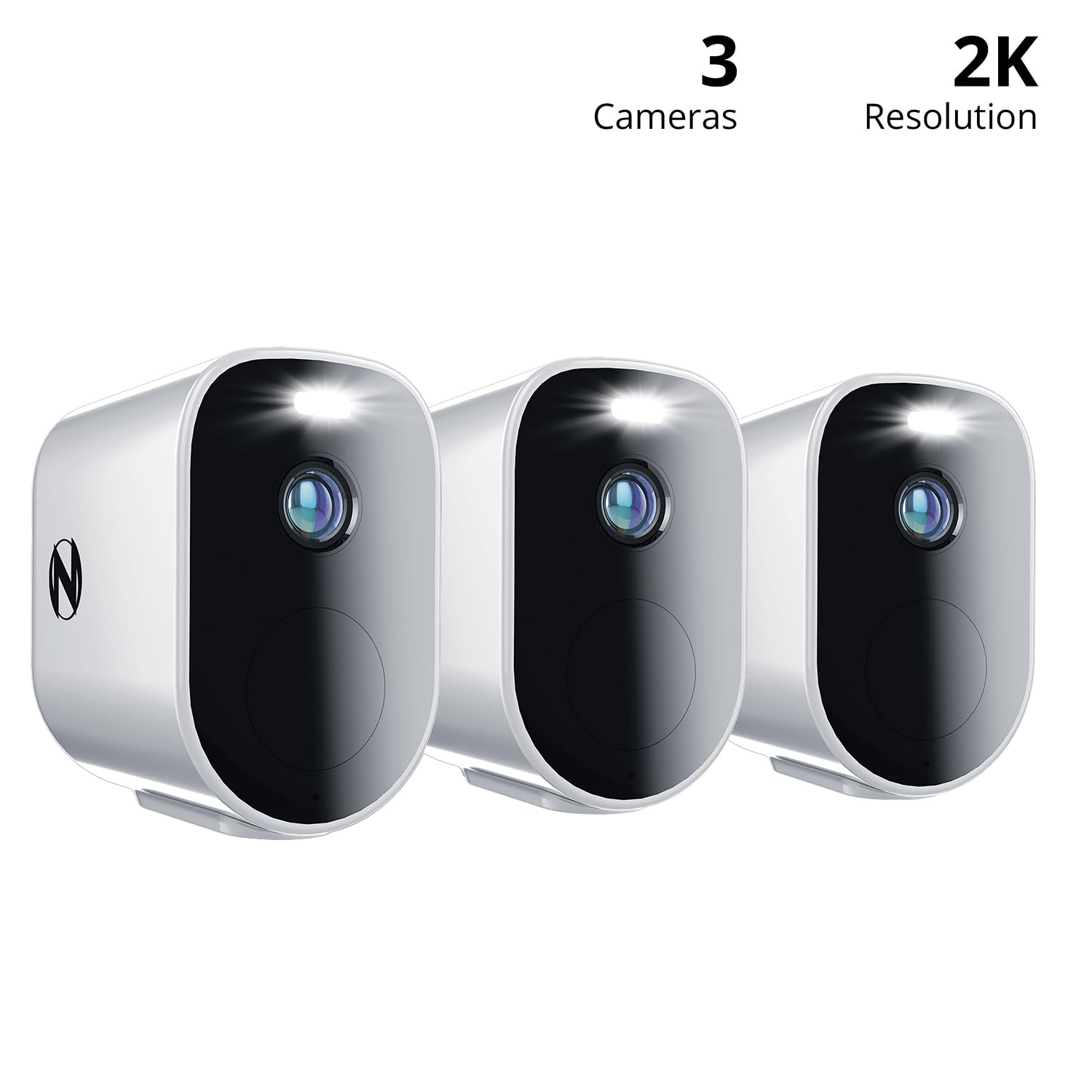 Night Owl Wire-Free 2K HD Indoor/Outdoor Security Cameras with 2-Way Audio - 3 Pack for Home & Business Surveillance - Monitor Pets, Kids & Property Day/Night