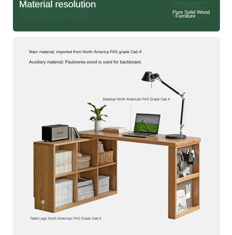 Solid Oak Wood Corner Desk for Home Office - Compact & Stylish Workspace Solution for Small Spaces, Apartments & Dorm Rooms