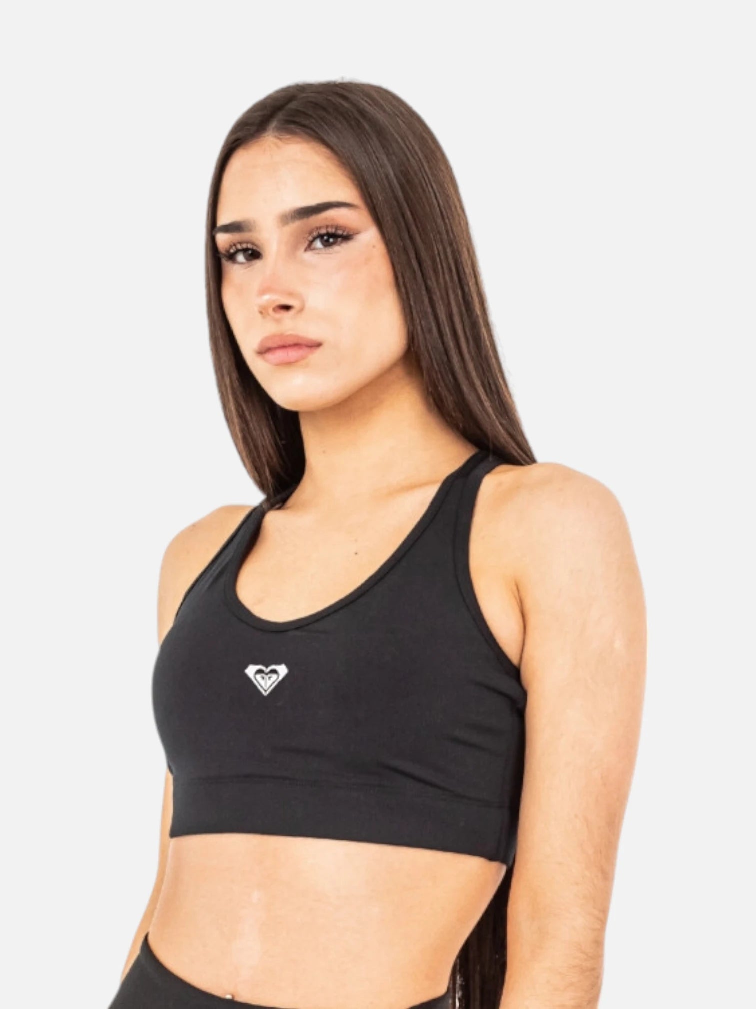 **Roxy Fitness Heart Into It Black Sports Bra - High Support Workout Top for Running, Yoga & Gym**