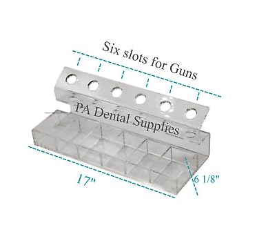 Dental Impression Gun Organizer - Clear Acrylic Holder for Dental Guns & Mixing Tips (4-Position) | Perfect for Dental Clinics & Labs Organization