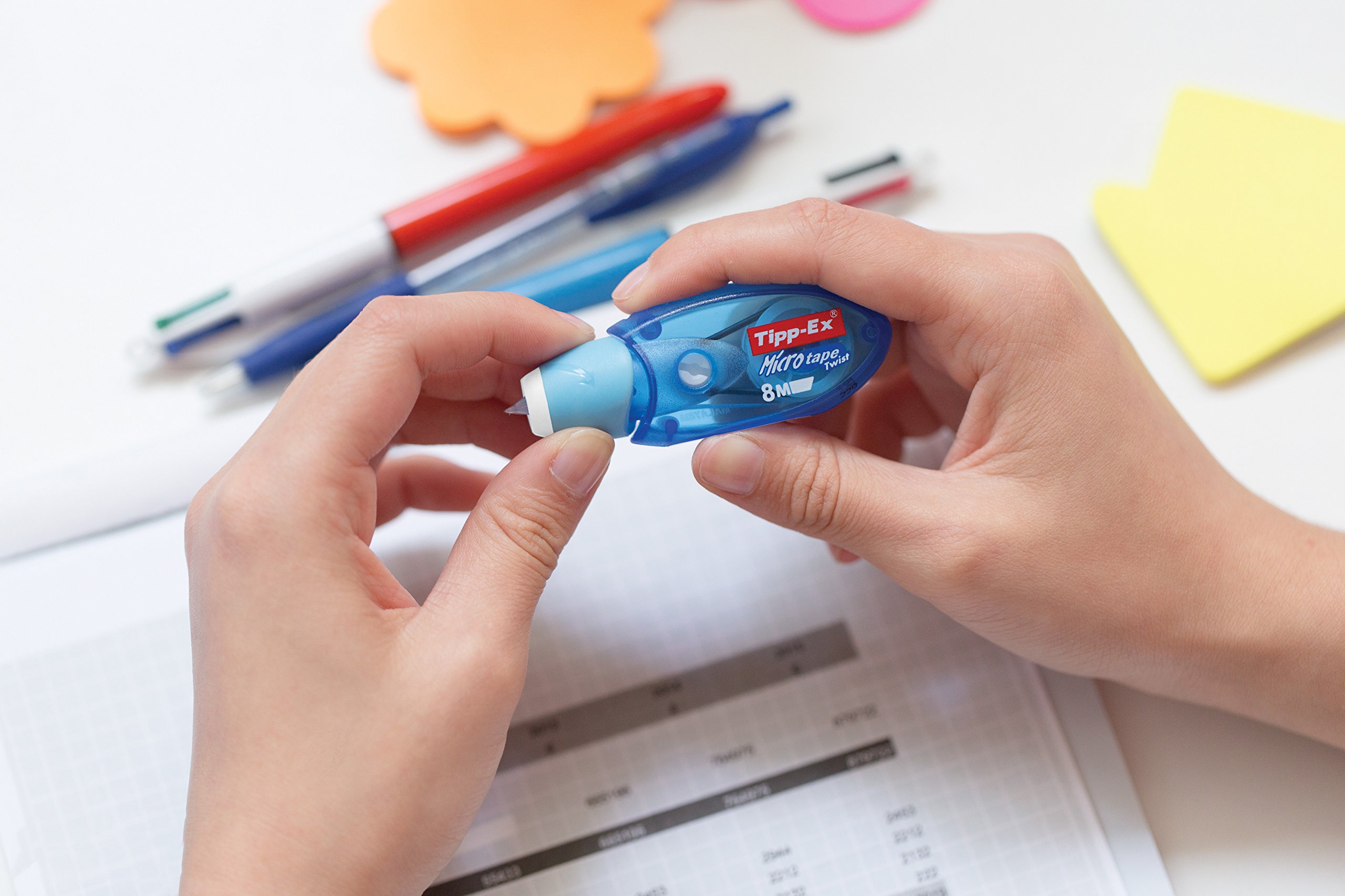Bic 30025 Tipp-Ex Micro Tape Twist Correction Tape Dispenser - 5mm x 8m Mini Polyester Tape with Ergonomic Cap for Smooth Corrections | Perfect for Office, School & Home Use