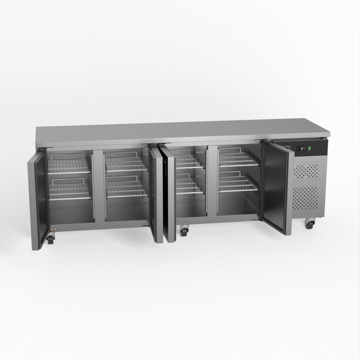 AG 4-Door Commercial Refrigerator - Stainless Steel Worktop & Under Counter Fridge for Restaurants, Bars, and Catering Businesses - Perfect for Food Storage, Beverage Cooling, and Kitchen Organization