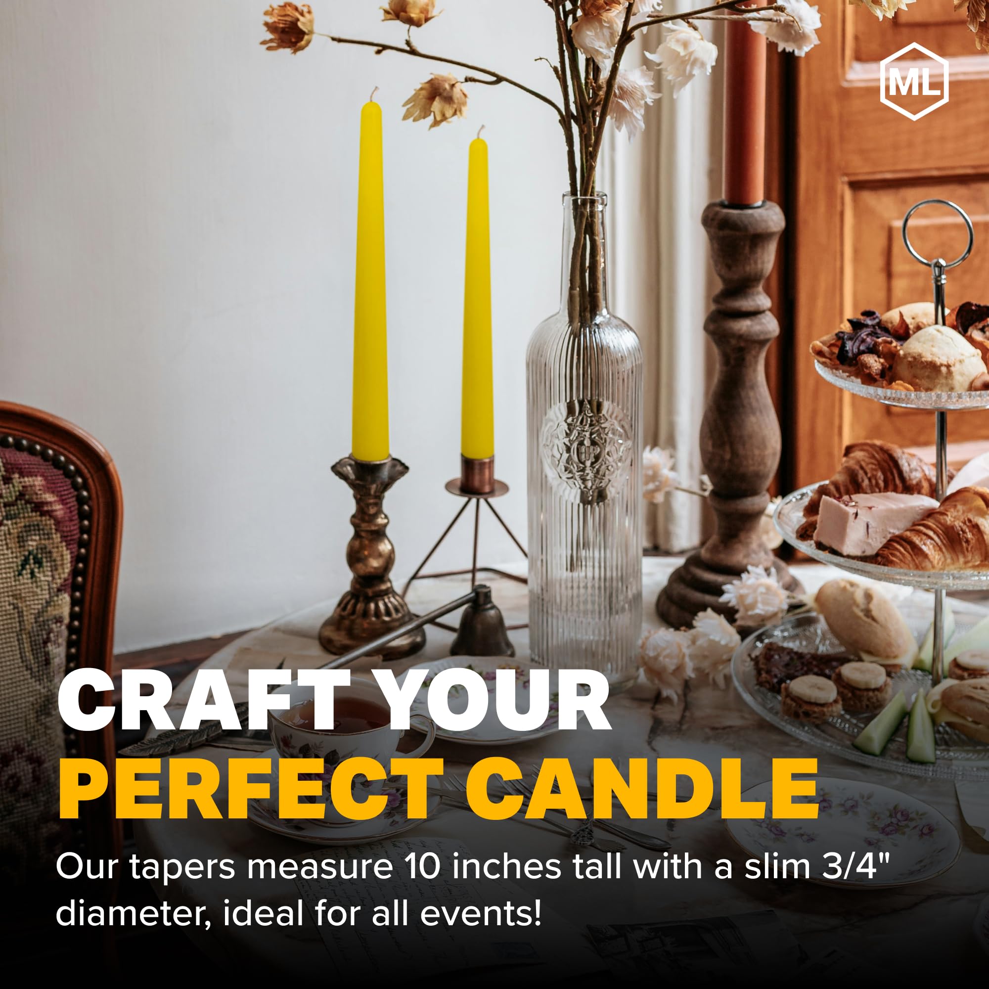 10-Inch Taper Candle Mold 8-Cavity Flexible Rubber for DIY Candle Making - Durable & Reusable Candle Molds for Beginners & Professionals - Create Elegant Wedding & Holiday Candles - Perfect for Home Decor, Romantic Dinners & Special Events