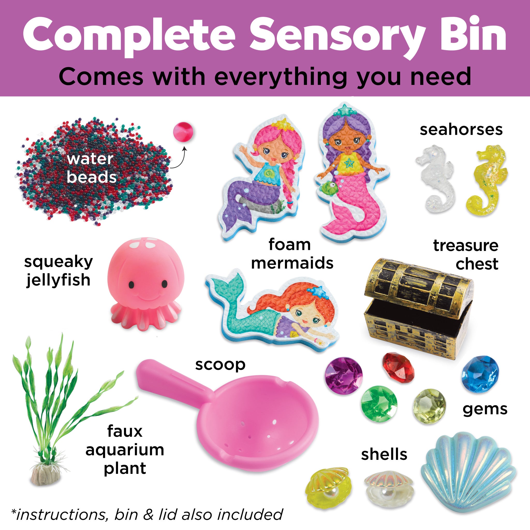 Mermaid Lagoon Sensory Bin for Kids - Ocean Themed Sensory Play Kit for Toddlers & Preschoolers - Educational Learning Toy for Fine Motor Skills & Creativity - Perfect for Birthday Gifts & Classroom Activities #6329000