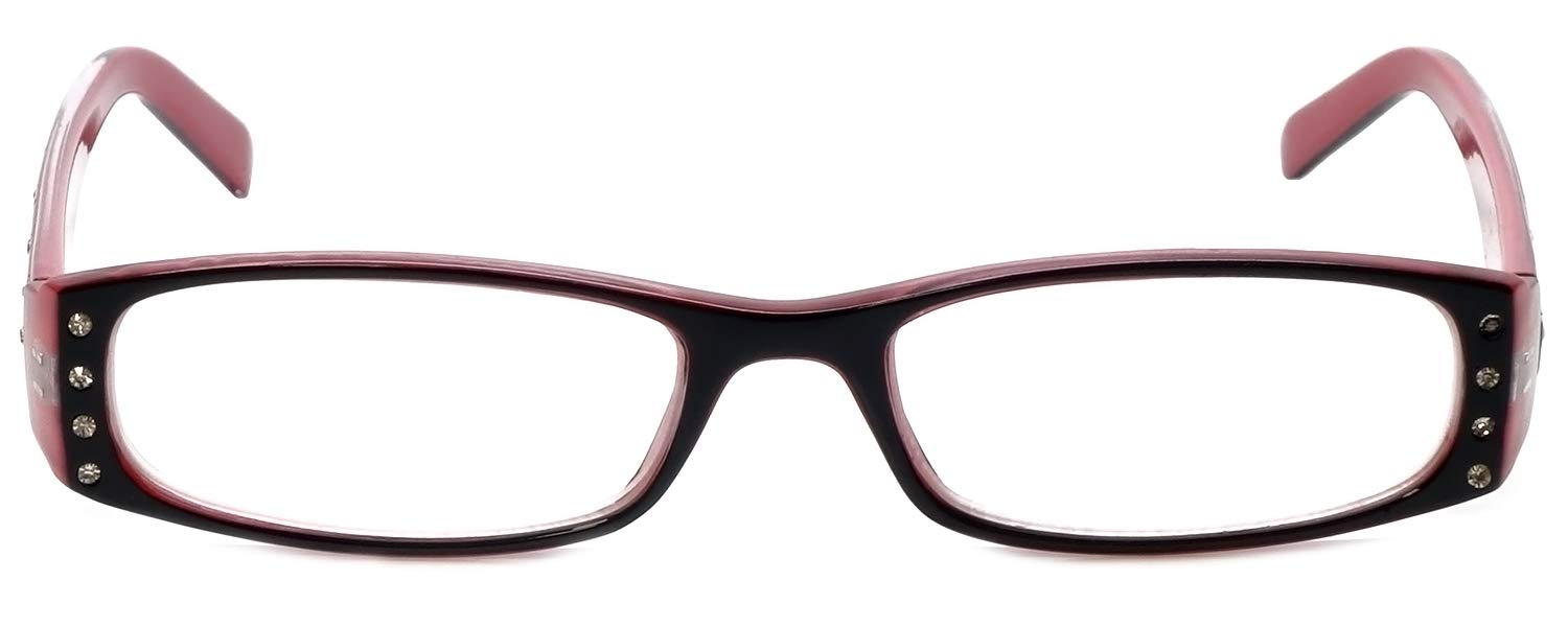 Calabria 836 Dazzle Reading Glasses for Women - Crystal Accent Readers with 2-Tone Design, Zero Distortion Lenses & Hard Case - Perfect for Reading, Computer Work, and Close-Up Tasks