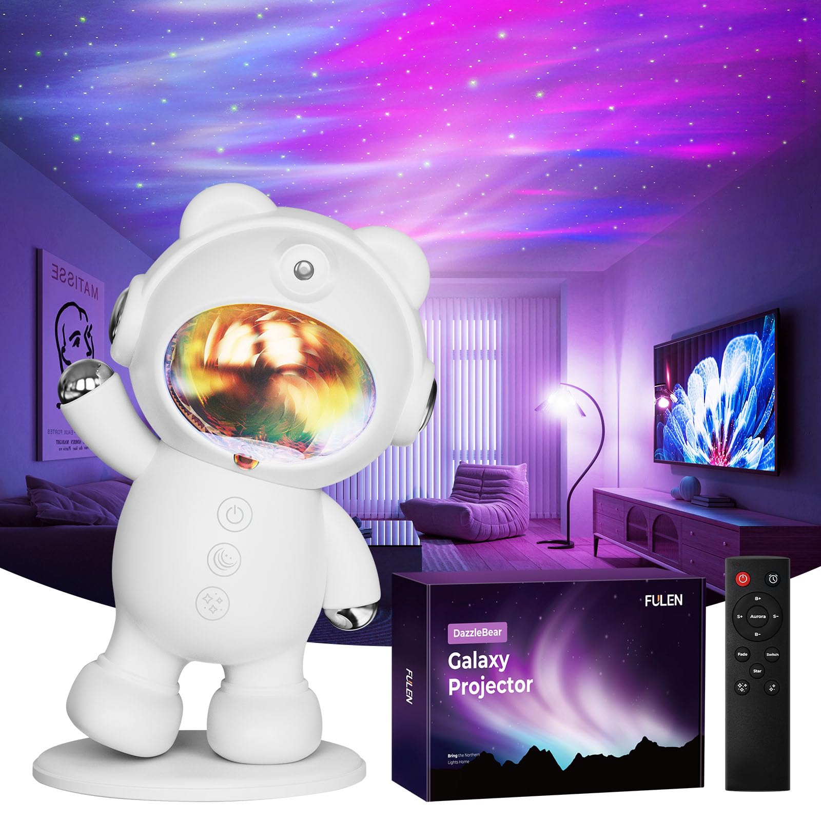 Galaxy Projector for Bedroom - Starry Night Light with Aurora Effects, LED Ceiling Projector for Teens Room Decor, Aesthetic Mood Lighting for Relaxation & Meditation | Perfect for Bedrooms, Kids Rooms, Home Theater & Yoga Spaces