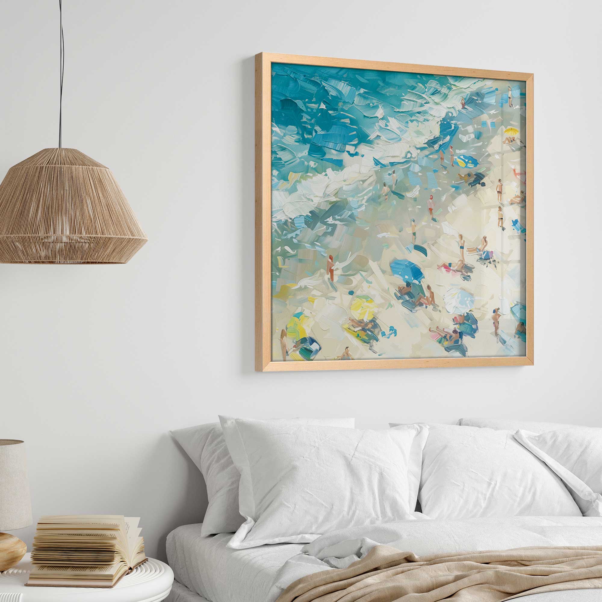 Coastal Harmony Square Print Wall Art - Beach Themed Decor for Living Room, Bedroom & Office - Perfect for Coastal, Nautical & Boho Home Decor Styles