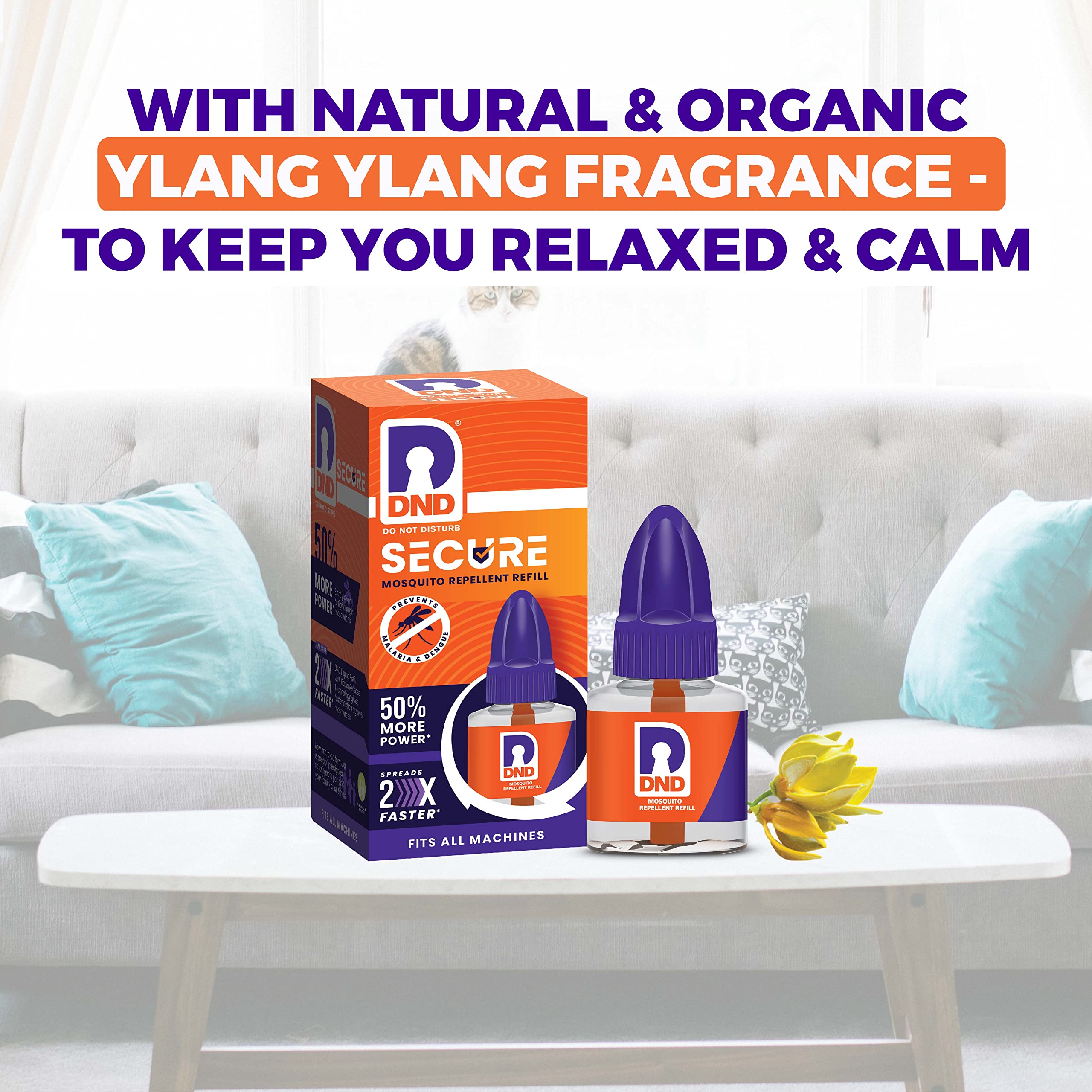 Powerful DND Secure Mosquito Repellent Refill Liquid Vaporizer - 50% Extra Strength (Orange & Violet, 45ml x 6 Pack) | Long-Lasting Protection for Home, Bedroom, Office & Outdoor Use