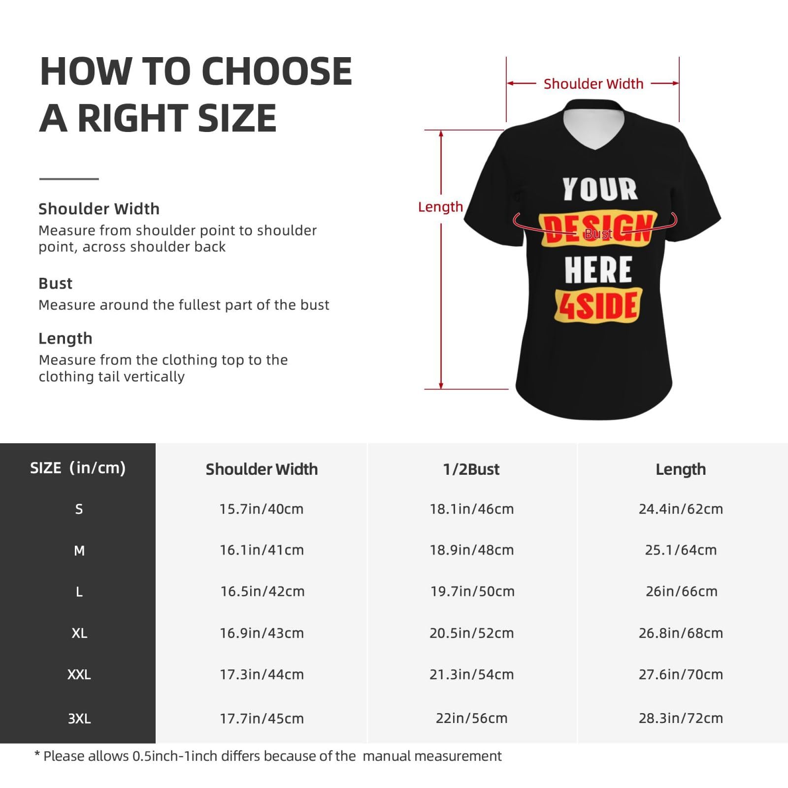 Custom V-Neck T-Shirts for Women - Personalized & Unique Design Your Own Shirt - Soft & Comfortable Fit for Casual Wear, Gifts & Events