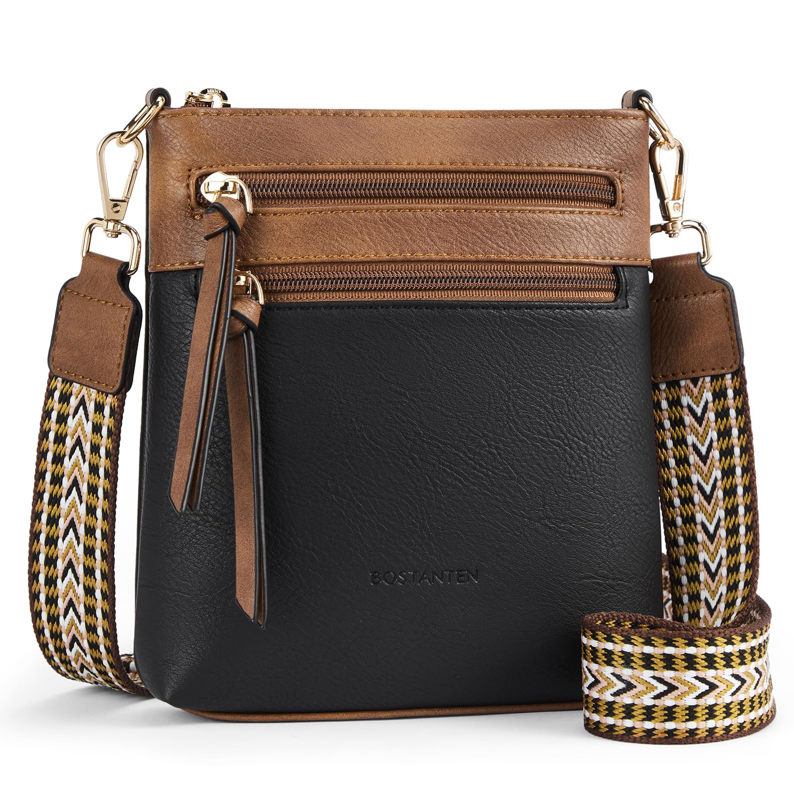 BOSTANTEN Women's Crossbody Bag - Soft Leather Adjustable Strap for Daily Use