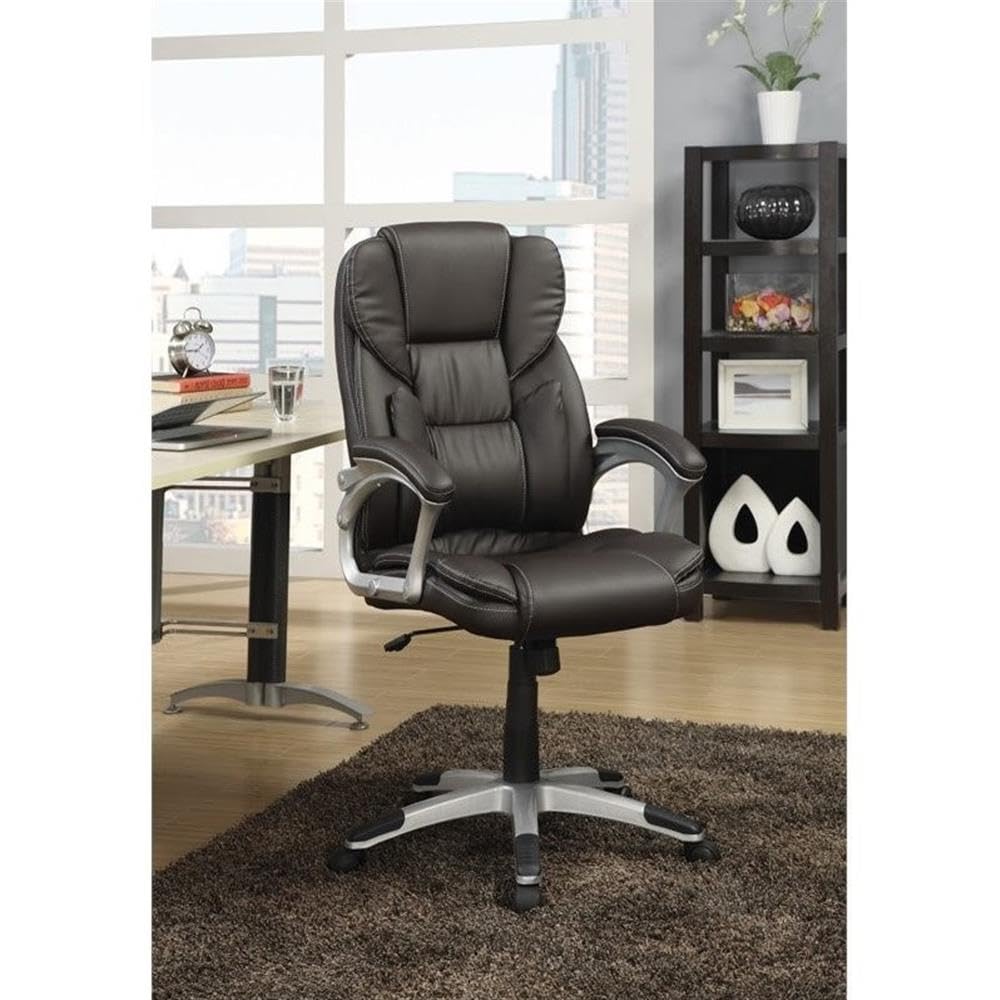 UrbanPro Adjustable Lumbar Support Faux Leather Office Chair - Ergonomic Brown Executive Chair for Home & Office Workspace Comfort