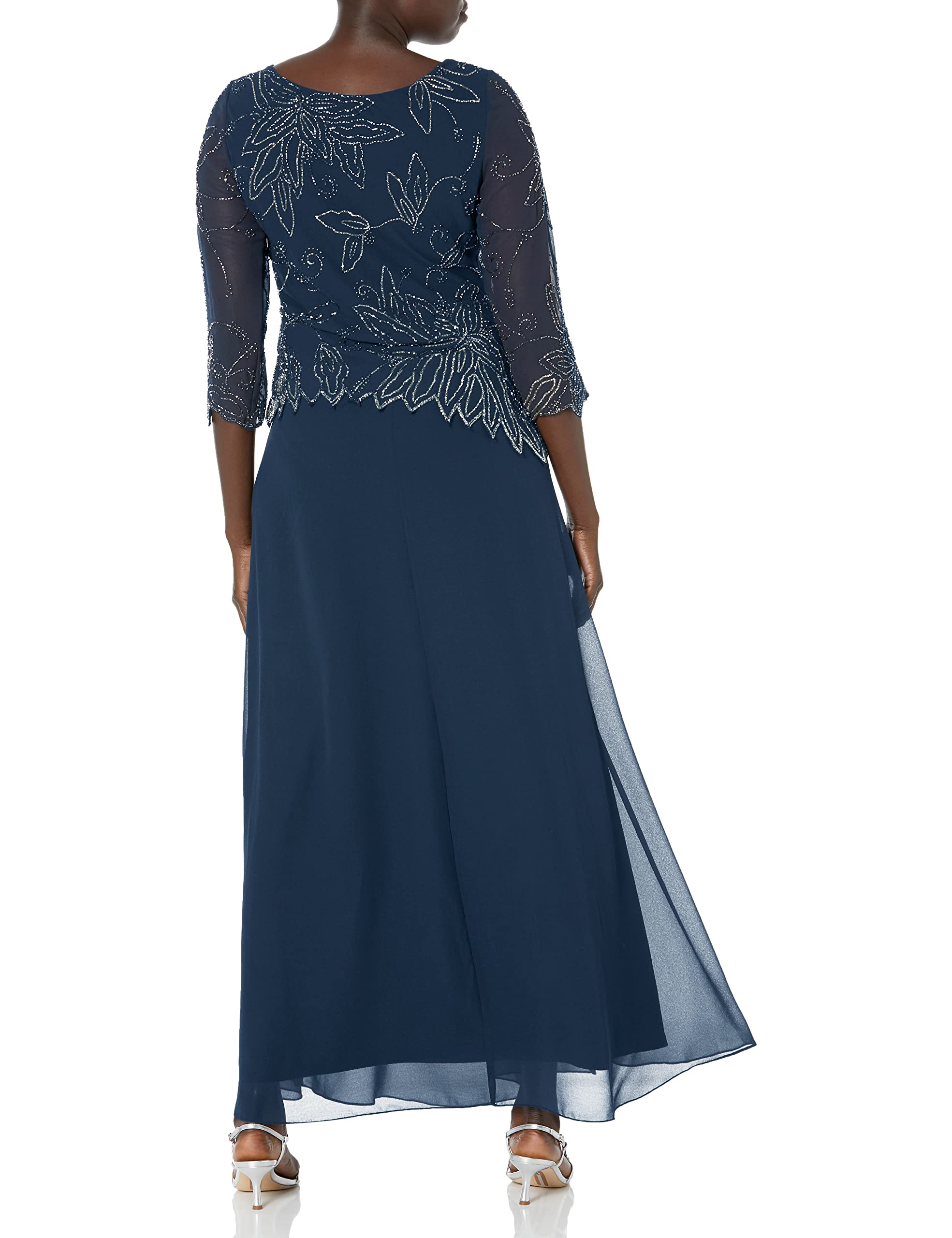 J Kara Women's Asymmetrical Beaded Dress with Boat Neck - Elegant Party & Evening Wear for Special Occasions
