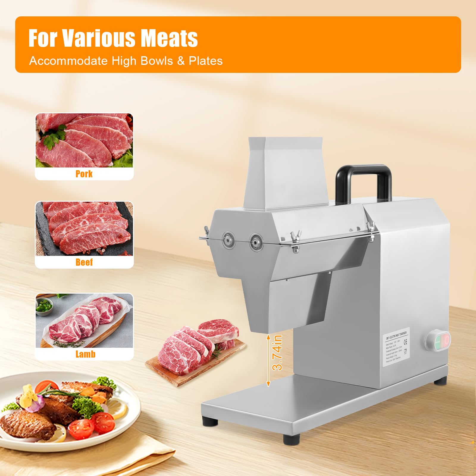 Commercial Electric Meat Tenderizer Machine 450W - Heavy Duty Stainless Steel Meat Cuber for Beef, Turkey, Chicken & Pork - Perfect for Restaurants, Butcher Shops & Home Kitchens