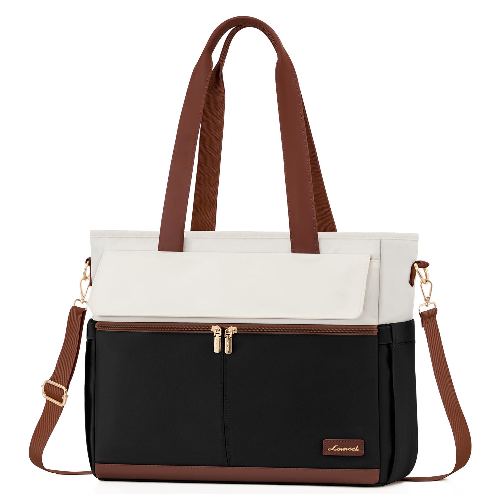LOVEVOOK 15.6 Inch Laptop Bag for Women - Large Capacity Water Resistant Work Bag with Multiple Pockets & Removable Strap, Ideal for Business Travel, Nursing, Teaching, and Everyday Use