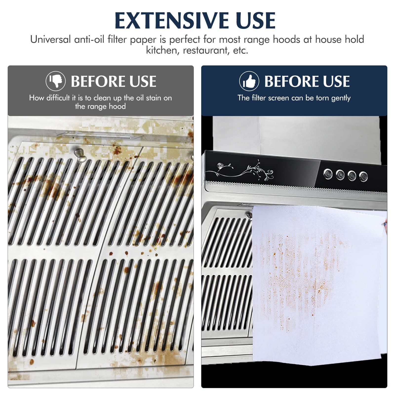 Nonwoven Grease Filter Replacement Sheets - Oil Proof & Anti-Stick Range Hood Filters - 10m Roll for Kitchen Ventilation (White) - Perfect for Range Hoods, Stoves, and Commercial Cooking Areas