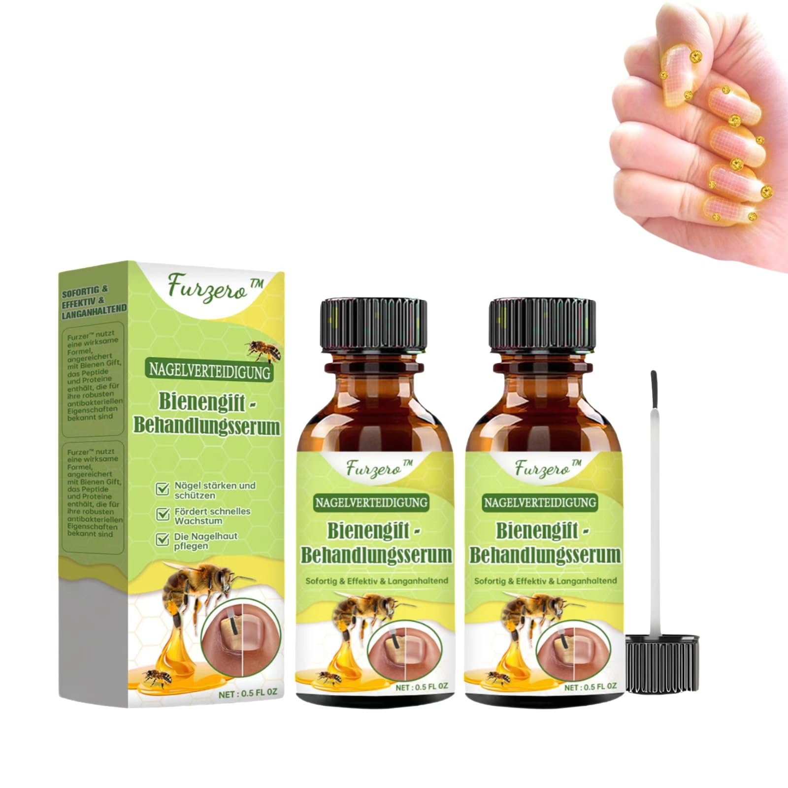 Bee Venom Nail Treatment Serum for Nail Growth, Repair & Strengthening - Cuticle Care Solution (2 Pack) | Perfect for Brittle Nails & Professional Manicures