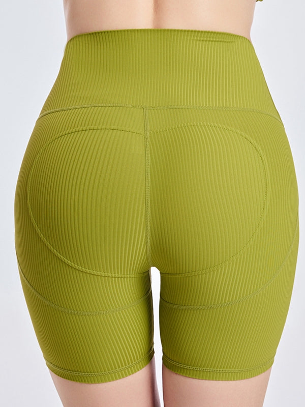 ZASUWA Women's High Waisted Ribbed Scrunch Butt Lifting Gym Shorts - Workout, Running, Yoga & Lounge Wear