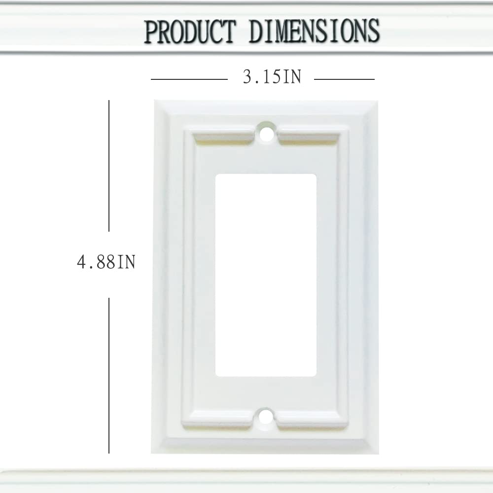 Bamboo Fiber Wall Plates - Standard Size 1 Gang Decorator Outlet Covers & Light Switch Plates (4-Pack, White) - Durable & Eco-Friendly for Living Room, Bedroom, Office Decor