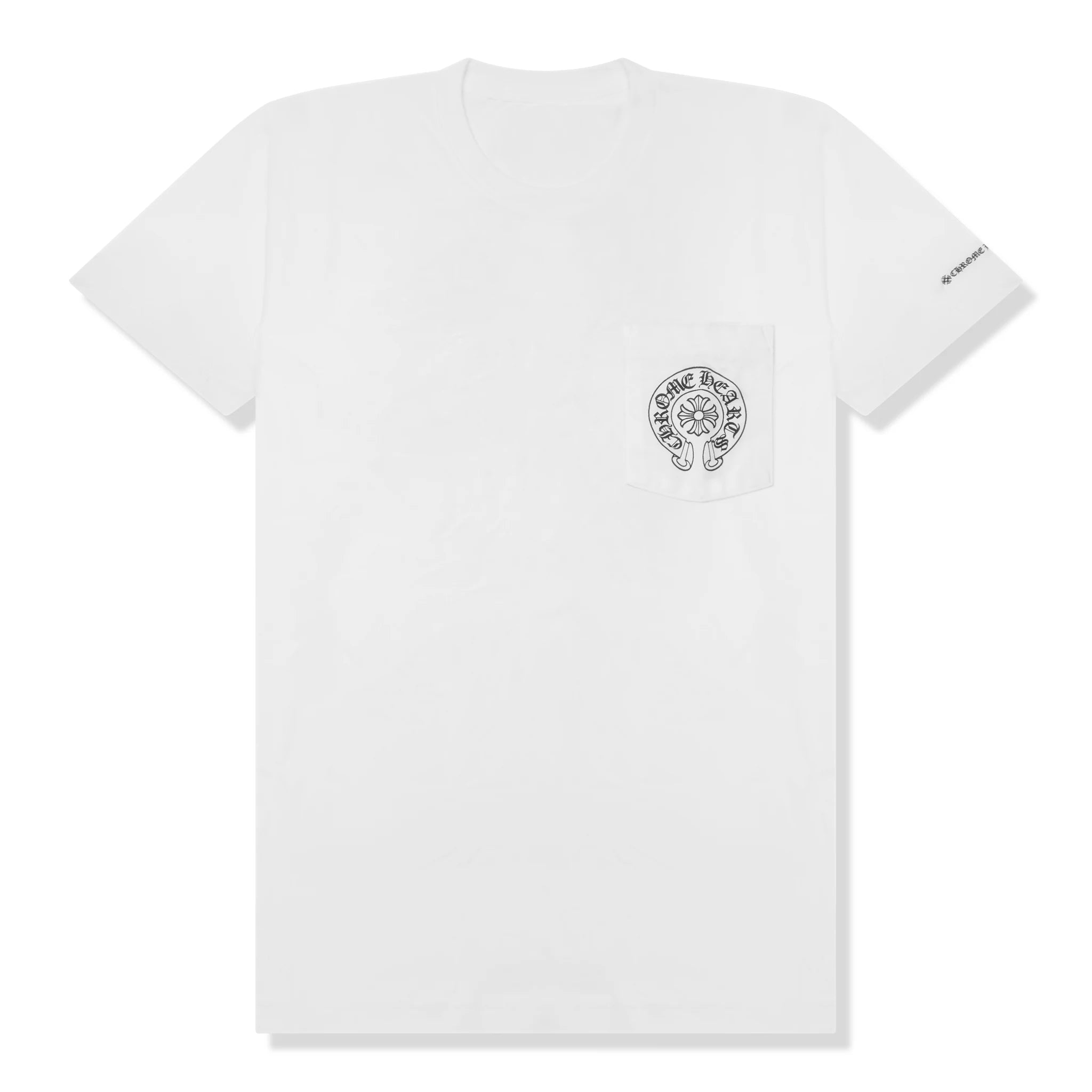 Chrome Hearts Horse Shoe Pocket Logo White Cotton T-Shirt for Men - Stylish Casual Tee for Streetwear & Everyday Outfits